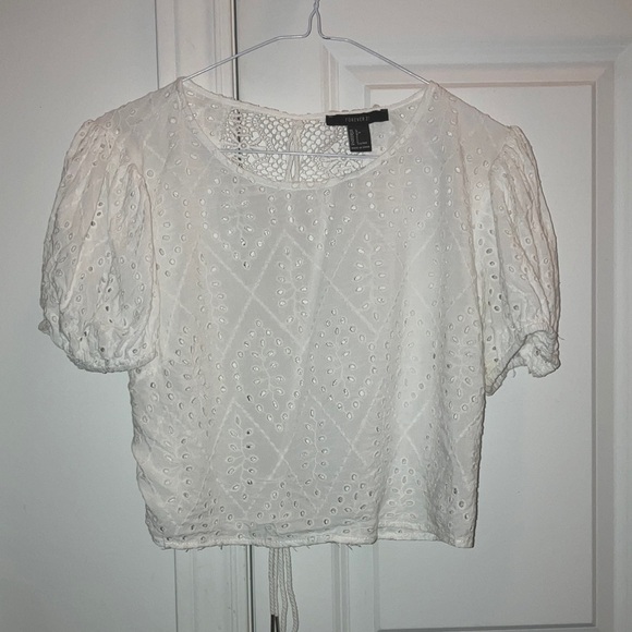 White Eyelet Puff Sleeve Top - Picture 8 of 16